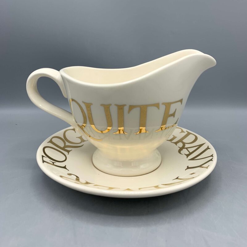 Gravy Jug &amp; Stand Gold Toast