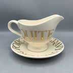 Gravy Jug &amp; Stand Gold Toast