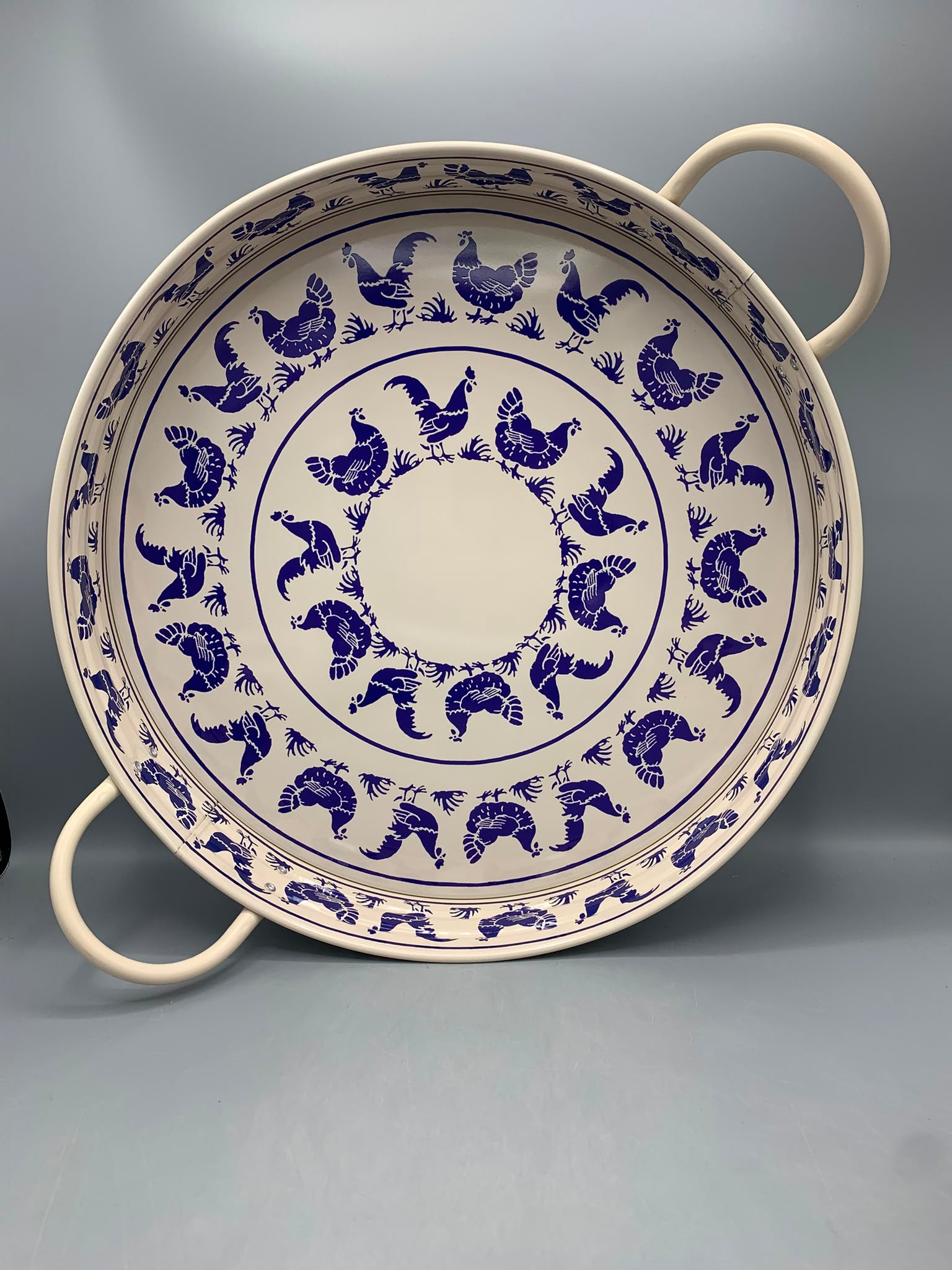 Large Handled Tin Tray Blue Hen